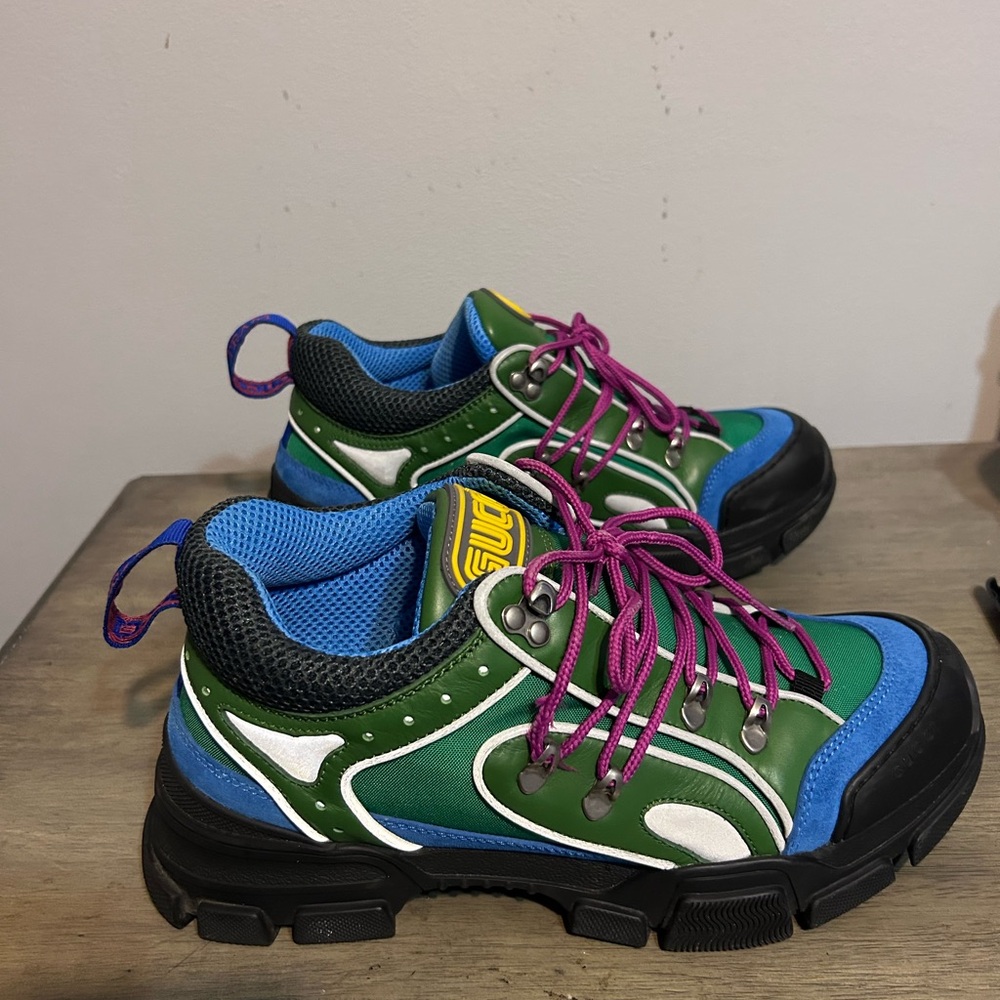 Men’s Gucci Royal Blue Green Flashtrek Sneakers / US 9M (UK 8.5)